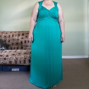 Green Grecian Style Maxi Dress